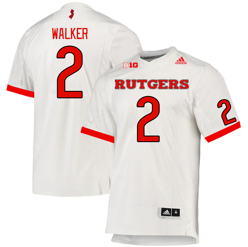 Men #2 Moses Walker Rutgers Scarlet Knights College Football Jerseys Stitched Sale-White - Click Image to Close